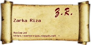 Zarka Riza névjegykártya